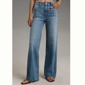 Paige Anessa High-Rise Wide-Leg Jeans Size 28 Full Length Viva Color